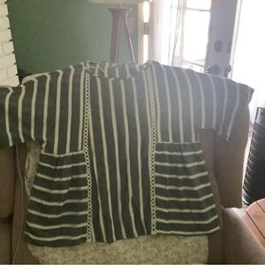 Dark gray and white blouse
